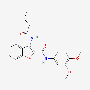 molecular formula C21H22N2O5 B2573340 3-丁酰胺基-N-(3,4-二甲氧基苯基)苯并呋喃-2-甲酰胺 CAS No. 888469-12-3