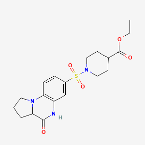 molecular formula C19H25N3O5S B2573345 Ethyl 1-[(4-oxo-1,2,3,3a,4,5-hexahydropyrrolo[1,2-a]quinoxalin-7-yl)sulfonyl]-4-piperidinecarboxylate CAS No. 1008946-98-2