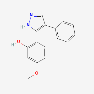 molecular formula C16H14N2O2 B2573374 5-methoxy-2-(4-phenyl-1H-pyrazol-3-yl)phenol CAS No. 394237-78-6