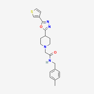 molecular formula C21H24N4O2S B2573395 N-(4-甲基苄基)-2-(4-(5-(噻吩-3-基)-1,3,4-恶二唑-2-基)哌啶-1-基)乙酰胺 CAS No. 1448065-87-9