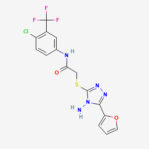 molecular formula C15H11ClF3N5O2S B2573405 2-((4-amino-5-(furan-2-yl)-4H-1,2,4-triazol-3-yl)thio)-N-(4-chloro-3-(trifluoromethyl)phenyl)acetamide CAS No. 577698-69-2
