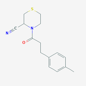 molecular formula C15H18N2OS B2573406 4-[3-(4-Methylphenyl)propanoyl]thiomorpholine-3-carbonitrile CAS No. 2189235-52-5
