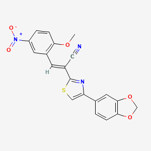(E)-2-(4-(benzo[d][1,3]dioxol-5-yl)thiazol-2-yl)-3-(2-methoxy-5-nitrophenyl)acrylonitrile