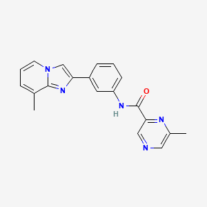 molecular formula C20H17N5O B2573423 6-Methyl-N-[3-(8-methylimidazo[1,2-a]pyridin-2-yl)phenyl]pyrazine-2-carboxamide CAS No. 2415502-64-4