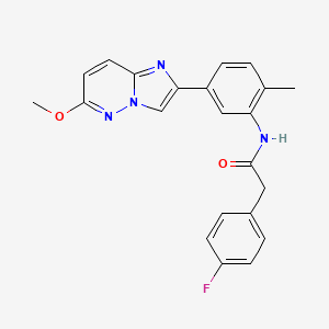 molecular formula C22H19FN4O2 B2573429 2-(4-氟苯基)-N-(5-(6-甲氧基咪唑并[1,2-b]嘧啶-2-基)-2-甲基苯基)乙酰胺 CAS No. 946323-08-6