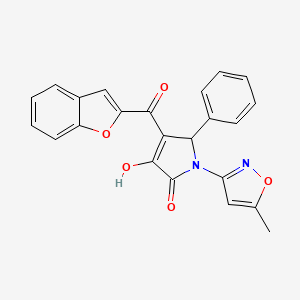 molecular formula C23H16N2O5 B2573437 4-(benzofuran-2-carbonyl)-3-hydroxy-1-(5-methylisoxazol-3-yl)-5-phenyl-1H-pyrrol-2(5H)-one CAS No. 618877-19-3