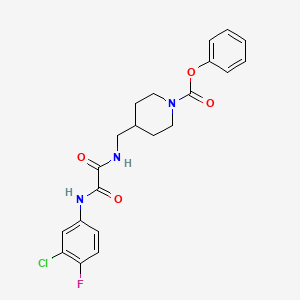 molecular formula C21H21ClFN3O4 B2573440 苯基 4-((2-((3-氯-4-氟苯基)氨基)-2-氧代乙酰胺)甲基)哌啶-1-羧酸酯 CAS No. 1235102-60-9