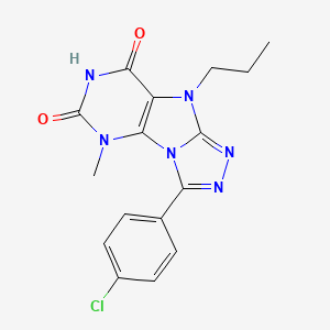 3-(4-chlorophenyl)-5-methyl-9-propyl-5H,6H,7H,8H,9H-[1,2,4]triazolo[3,4-h]purine-6,8-dione