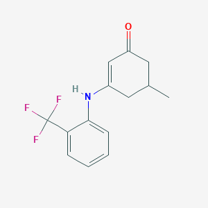molecular formula C14H14F3NO B2573464 5-Methyl-3-((2-(trifluoromethyl)phenyl)amino)cyclohex-2-EN-1-one CAS No. 1024231-02-4