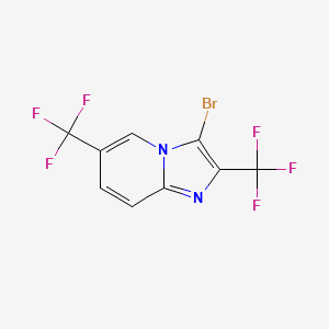 molecular formula C9H3BrF6N2 B2573469 3-Bromo-2,6-bis(trifluoromethyl)imidazo[1,2-a]pyridine CAS No. 2102410-50-2