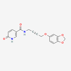 molecular formula C17H14N2O5 B2573476 N-(4-(benzo[d][1,3]dioxol-5-yloxy)but-2-yn-1-yl)-6-oxo-1,6-dihydropyridine-3-carboxamide CAS No. 1448135-40-7