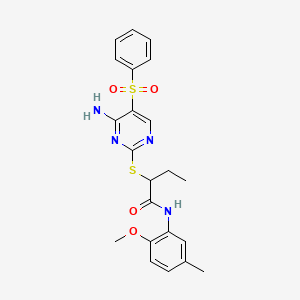 2-((4-amino-5-(phenylsulfonyl)pyrimidin-2-yl)thio)-N-(2-methoxy-5-methylphenyl)butanamide