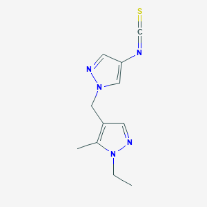molecular formula C11H13N5S B2573483 1-Ethyl-4-(4-isothiocyanato-pyrazol-1-ylmethyl)-5-methyl-1H-pyrazole CAS No. 1004643-58-6