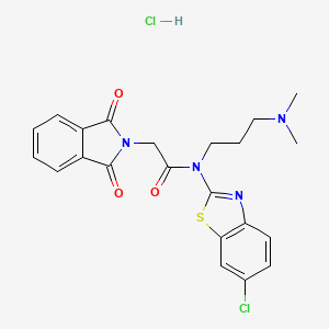 molecular formula C22H22Cl2N4O3S B2573493 盐酸N-(6-氯苯并[d]噻唑-2-基)-N-(3-(二甲氨基)丙基)-2-(1,3-二氧代异吲哚啉-2-基)乙酰胺 CAS No. 1215480-59-3