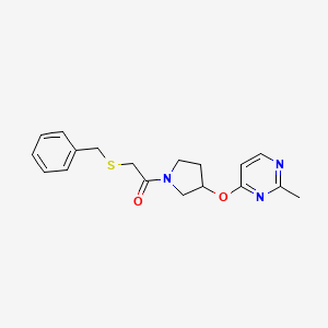 molecular formula C18H21N3O2S B2573494 2-(Benzylthio)-1-(3-((2-methylpyrimidin-4-yl)oxy)pyrrolidin-1-yl)ethanone CAS No. 2034572-84-2