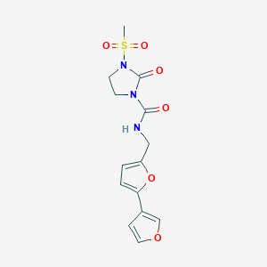 molecular formula C14H15N3O6S B2573497 N-([2,3'-bifuran]-5-ylmethyl)-3-(methylsulfonyl)-2-oxoimidazolidine-1-carboxamide CAS No. 2034342-16-8