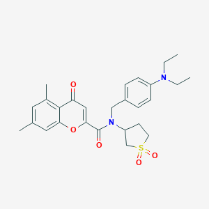 molecular formula C27H32N2O5S B257350 N-[4-(diethylamino)benzyl]-N-(1,1-dioxidotetrahydro-3-thienyl)-5,7-dimethyl-4-oxo-4H-chromene-2-carboxamide 