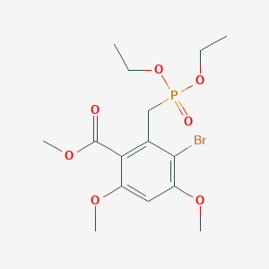molecular formula C15H22BrO7P B2573501 Methyl 3-bromo-2-(diethoxyphosphorylmethyl)-4,6-dimethoxybenzoate CAS No. 1445868-17-6