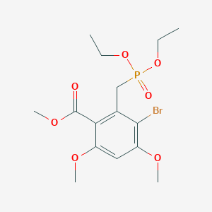 molecular formula C15H22BrO7P B2573501 Methyl 3-bromo-2-((diethoxyphosphoryl)methyl)-4,6-dimethoxybenzoate CAS No. 1445868-17-6