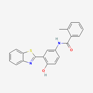 molecular formula C21H16N2O2S B2573502 N-[(3E)-3-(3H-1,3-benzothiazol-2-ylidene)-4-oxocyclohexa-1,5-dien-1-yl]-2-methylbenzamide CAS No. 332152-66-6