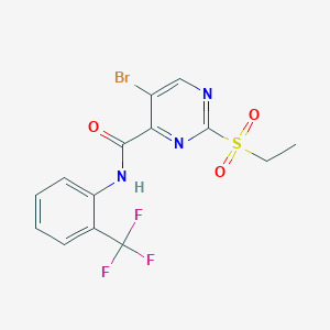 molecular formula C14H11BrF3N3O3S B257352 5-bromo-2-(ethylsulfonyl)-N-[2-(trifluoromethyl)phenyl]pyrimidine-4-carboxamide 