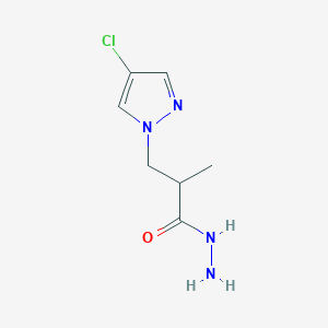 molecular formula C7H11ClN4O B2573524 3-(4-chloro-1H-pyrazol-1-yl)-2-methylpropanehydrazide CAS No. 1005585-80-7