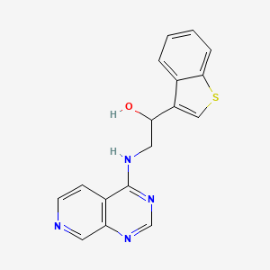 molecular formula C17H14N4OS B2573525 1-(1-Benzothiophen-3-yl)-2-(pyrido[3,4-d]pyrimidin-4-ylamino)ethanol CAS No. 2380069-57-6