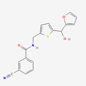 3-cyano-N-((5-(furan-2-yl(hydroxy)methyl)thiophen-2-yl)methyl)benzamide