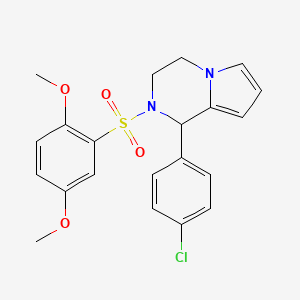 molecular formula C21H21ClN2O4S B2573538 1-(4-Chlorophenyl)-2-((2,5-dimethoxyphenyl)sulfonyl)-1,2,3,4-tetrahydropyrrolo[1,2-a]pyrazine CAS No. 900011-01-0