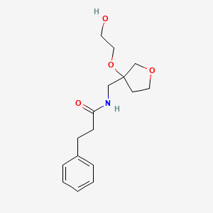 molecular formula C16H23NO4 B2573539 N-((3-(2-hydroxyethoxy)tetrahydrofuran-3-yl)methyl)-3-phenylpropanamide CAS No. 2310199-32-5