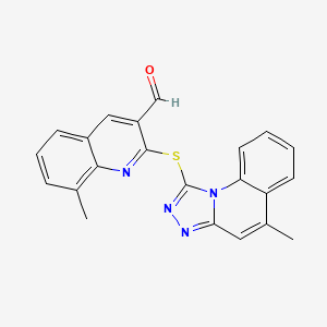 8-Methyl-2-[(5-methyl-[1,2,4]triazolo[4,3-a]quinolin-1-yl)sulfanyl]quinoline-3-carbaldehyde