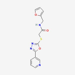molecular formula C14H12N4O3S B2573547 N-(furan-2-ylmethyl)-2-[(5-pyridin-3-yl-1,3,4-oxadiazol-2-yl)sulfanyl]acetamide CAS No. 899738-70-6