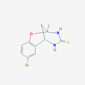 molecular formula C11H11BrN2OS B2573559 8-bromo-2-methyl-2,3,5,6-tetrahydro-4H-2,6-methano-1,3,5-benzoxadiazocine-4-thione CAS No. 702656-17-5