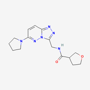molecular formula C15H20N6O2 B2573560 N-((6-(pyrrolidin-1-yl)-[1,2,4]triazolo[4,3-b]pyridazin-3-yl)methyl)tetrahydrofuran-3-carboxamide CAS No. 2034324-45-1