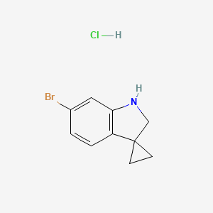 molecular formula C10H11BrClN B2573564 6'-Bromo-1',2'-dihydrospiro[cyclopropane-1,3'-indole] hydrochloride CAS No. 2044870-98-4
