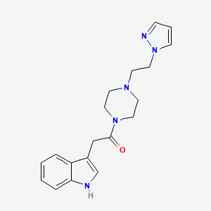 molecular formula C19H23N5O B2573566 1-(4-(2-(1H-吡唑-1-基)乙基)哌嗪-1-基)-2-(1H-吲哚-3-基)乙酮 CAS No. 1334374-07-0