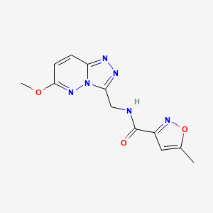 molecular formula C12H12N6O3 B2573573 N-((6-methoxy-[1,2,4]triazolo[4,3-b]pyridazin-3-yl)methyl)-5-methylisoxazole-3-carboxamide CAS No. 2034354-04-4