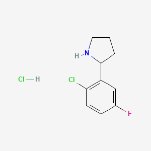 molecular formula C10H12Cl2FN B2573578 2-(2-Chloro-5-fluorophenyl)pyrrolidine Hydrochloride CAS No. 2247107-89-5
