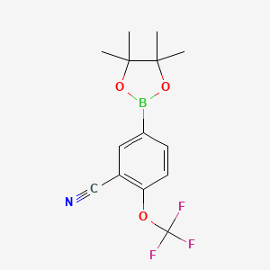 molecular formula C14H15BF3NO3 B2573582 5-(4,4,5,5-Tetramethyl-1,3,2-dioxaborolan-2-yl)-2-(trifluoromethoxy)benzonitrile CAS No. 1623766-70-0
