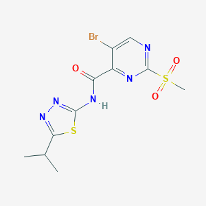 molecular formula C11H12BrN5O3S2 B257359 5-bromo-N-(5-isopropyl-1,3,4-thiadiazol-2-yl)-2-(methylsulfonyl)-4-pyrimidinecarboxamide 