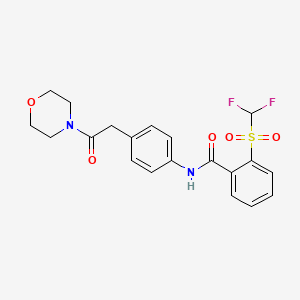 molecular formula C20H20F2N2O5S B2573600 2-((difluoromethyl)sulfonyl)-N-(4-(2-morpholino-2-oxoethyl)phenyl)benzamide CAS No. 1448072-46-5