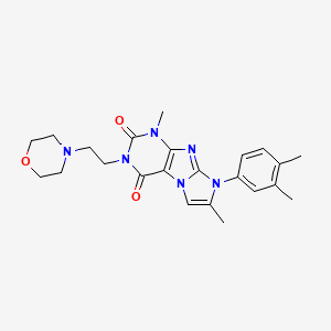molecular formula C23H28N6O3 B2573603 6-(3,4-Dimethylphenyl)-4,7-dimethyl-2-(2-morpholin-4-ylethyl)purino[7,8-a]imidazole-1,3-dione CAS No. 896809-06-6