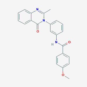 molecular formula C23H19N3O3 B2573609 4-methoxy-N-[3-(2-methyl-4-oxoquinazolin-3-yl)phenyl]benzamide CAS No. 898428-42-7