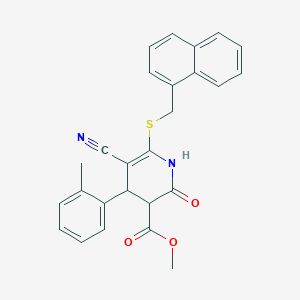 methyl 5-cyano-4-(2-methylphenyl)-6-(naphthalen-1-ylmethylsulfanyl)-2-oxo-3,4-dihydro-1H-pyridine-3-carboxylate
