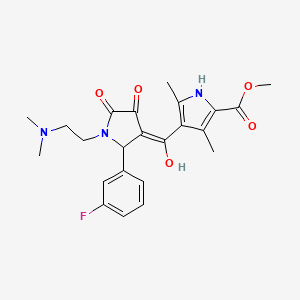 molecular formula C23H26FN3O5 B2573619 methyl 4-(1-(2-(dimethylamino)ethyl)-2-(3-fluorophenyl)-4-hydroxy-5-oxo-2,5-dihydro-1H-pyrrole-3-carbonyl)-3,5-dimethyl-1H-pyrrole-2-carboxylate CAS No. 847184-96-7
