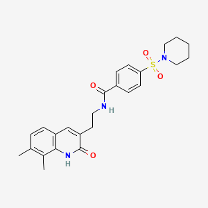 molecular formula C25H29N3O4S B2573623 N-(2-(7,8-二甲基-2-氧代-1,2-二氢喹啉-3-基)乙基)-4-(哌啶-1-基磺酰基)苯甲酰胺 CAS No. 851408-27-0