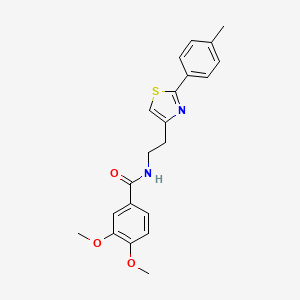 molecular formula C21H22N2O3S B2573628 3,4-dimethoxy-N-[2-[2-(4-methylphenyl)-1,3-thiazol-4-yl]ethyl]benzamide CAS No. 896375-73-8