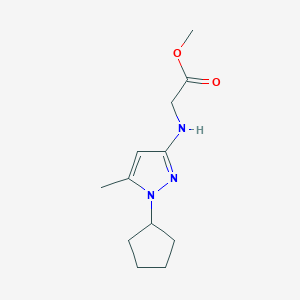 molecular formula C12H19N3O2 B2573630 Methyl 2-[(1-cyclopentyl-5-methylpyrazol-3-yl)amino]acetate CAS No. 2247207-54-9