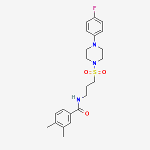 molecular formula C22H28FN3O3S B2573631 N-(3-((4-(4-fluorophenyl)piperazin-1-yl)sulfonyl)propyl)-3,4-dimethylbenzamide CAS No. 1021117-04-3