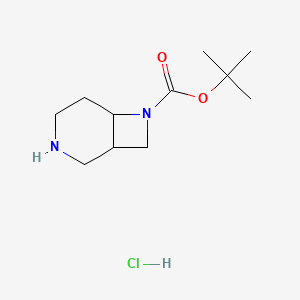 molecular formula C11H21ClN2O2 B2573638 盐酸叔丁基 3,7-二氮杂双环[4.2.0]辛烷-7-羧酸酯 CAS No. 2227107-91-5